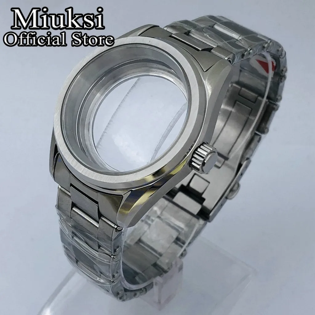 

Miuksi 38mm silver solid stainless steel watch case sapphire glass fit NH35 NH36 NH34 NH38 NH70 NH72 ETA2824 PT5000 movement