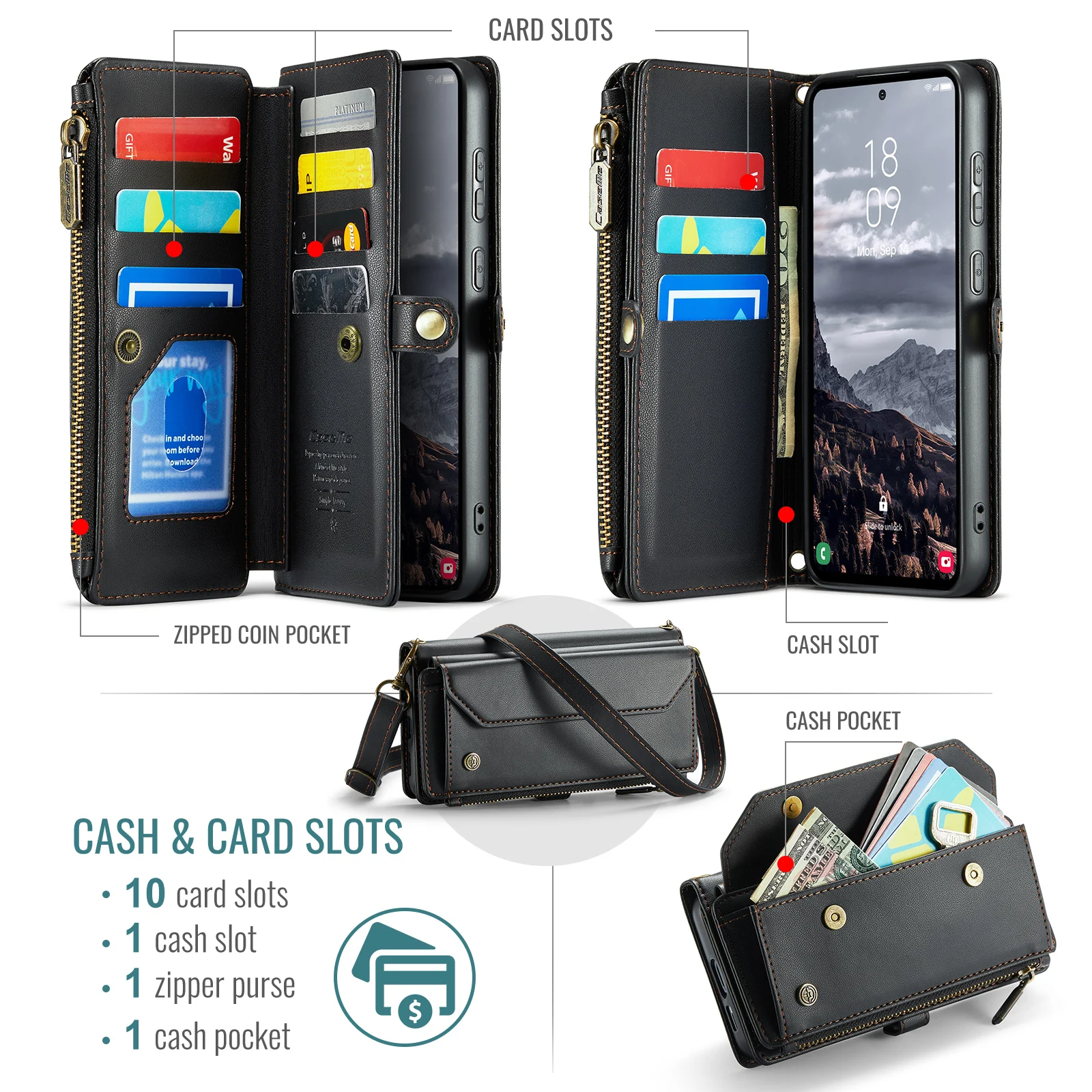 CaseMe Luxury Crossbody Wallet - Leather Folio Wallet Case ulasan dan harga
