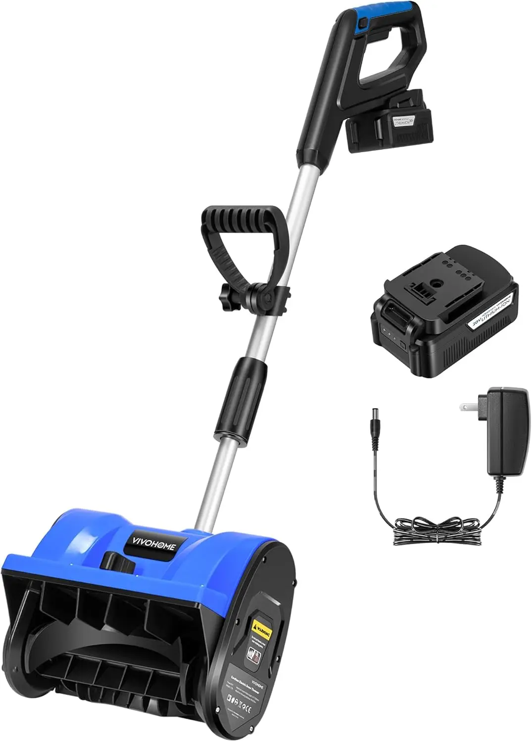 Akku-Schneeschaufel, blau, 20 V, 12 Zoll, batteriebetrieben, elektrisches Schneefräse mit verstellbarem Vordergriff