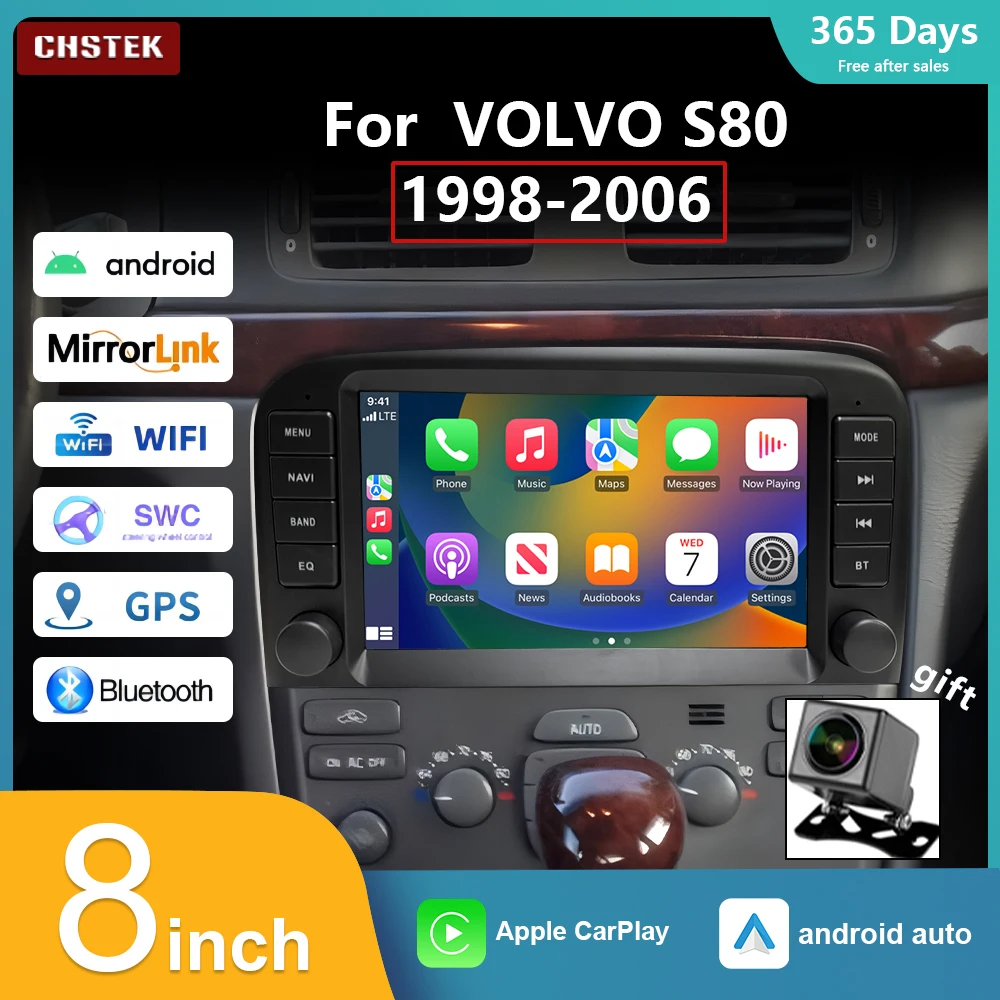 Android 13 Car Radio for Volvo S80 1998 1999 2000 2001 2002 2003 2004 2005 2006 Carplay Multimedia Qualcomm GPS Player Wifi 4G