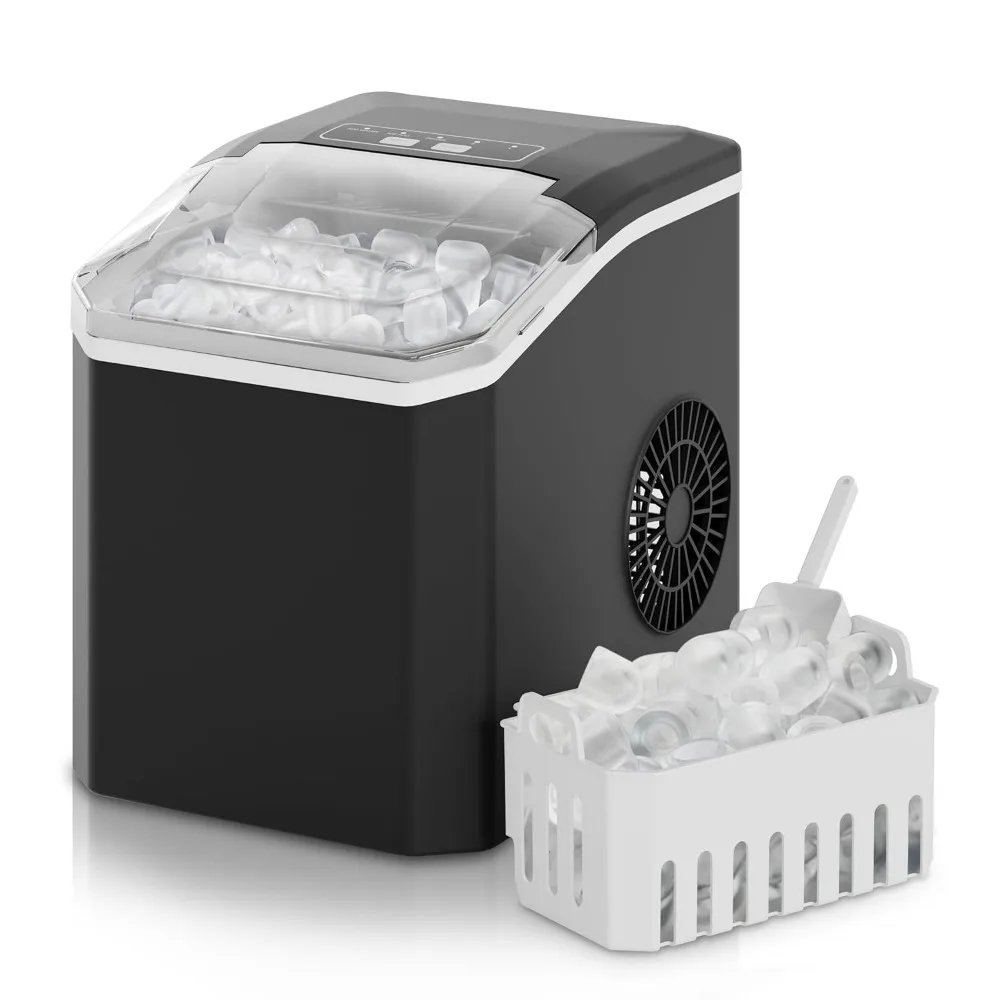 

Ice Makers Countertop, Self-Cleaning Portable Ice Maker with Scoop and Basket, 9 Cubes in 6 Mins/26.5 Lbs Daily , for Home RV