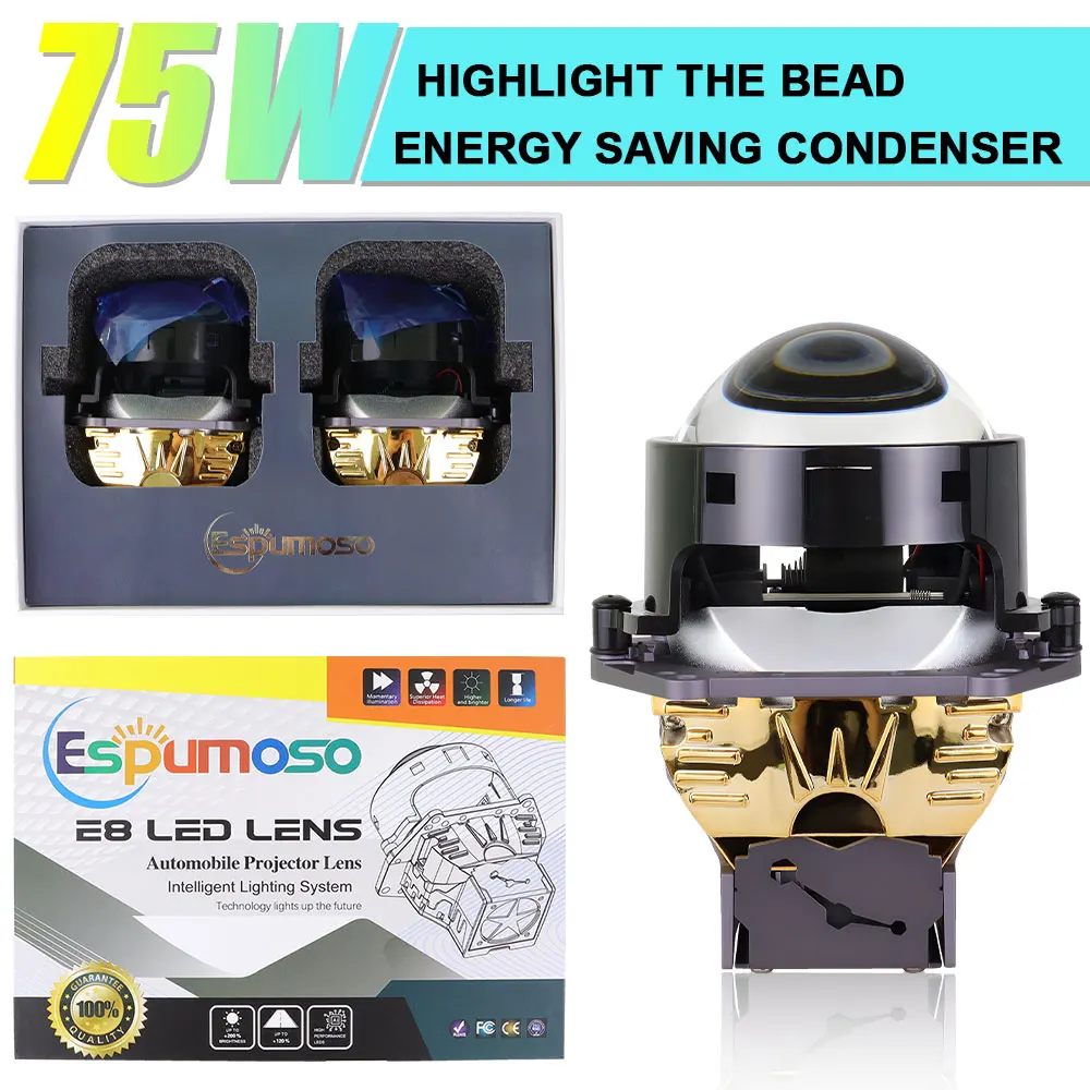 3 Inch Bi LED Projector Lenses For Headlight Hella 3R G5 Auto Lamp Retrofit Kits Hyperboloid Honeycomb Soccer Etching Lens 6000K
