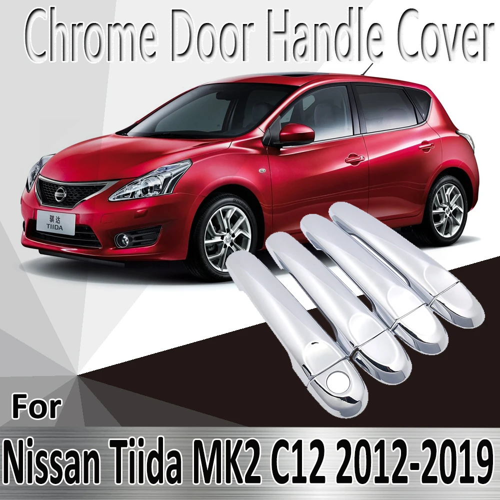 

For Nissan Tiida Pulsar C12 MK2 2012~2019 2013 2014 2015 Stickers Decoration Chrome Door Handle Cover Refit Car Accessories