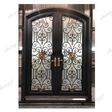 Y136  Customization Golden Supplier Iron Sheet Doors Front Door Iron Wrought Prices Wrought Iron Door