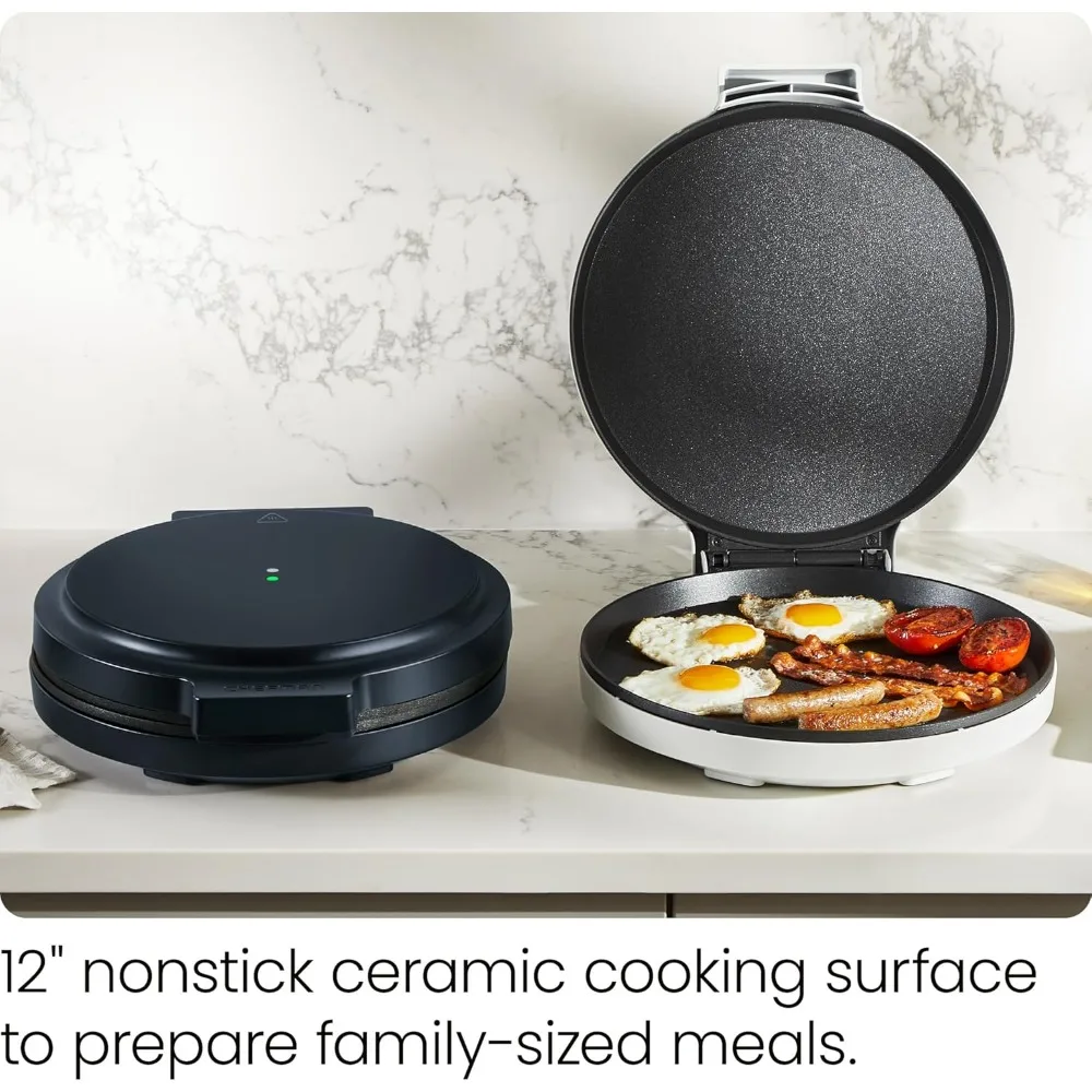

1440W Electric Pizza Maker Oven 12 Inch Nonstick Grill Plate for Quesadillas Omelettes Panini Sandwiches with Indicator Light
