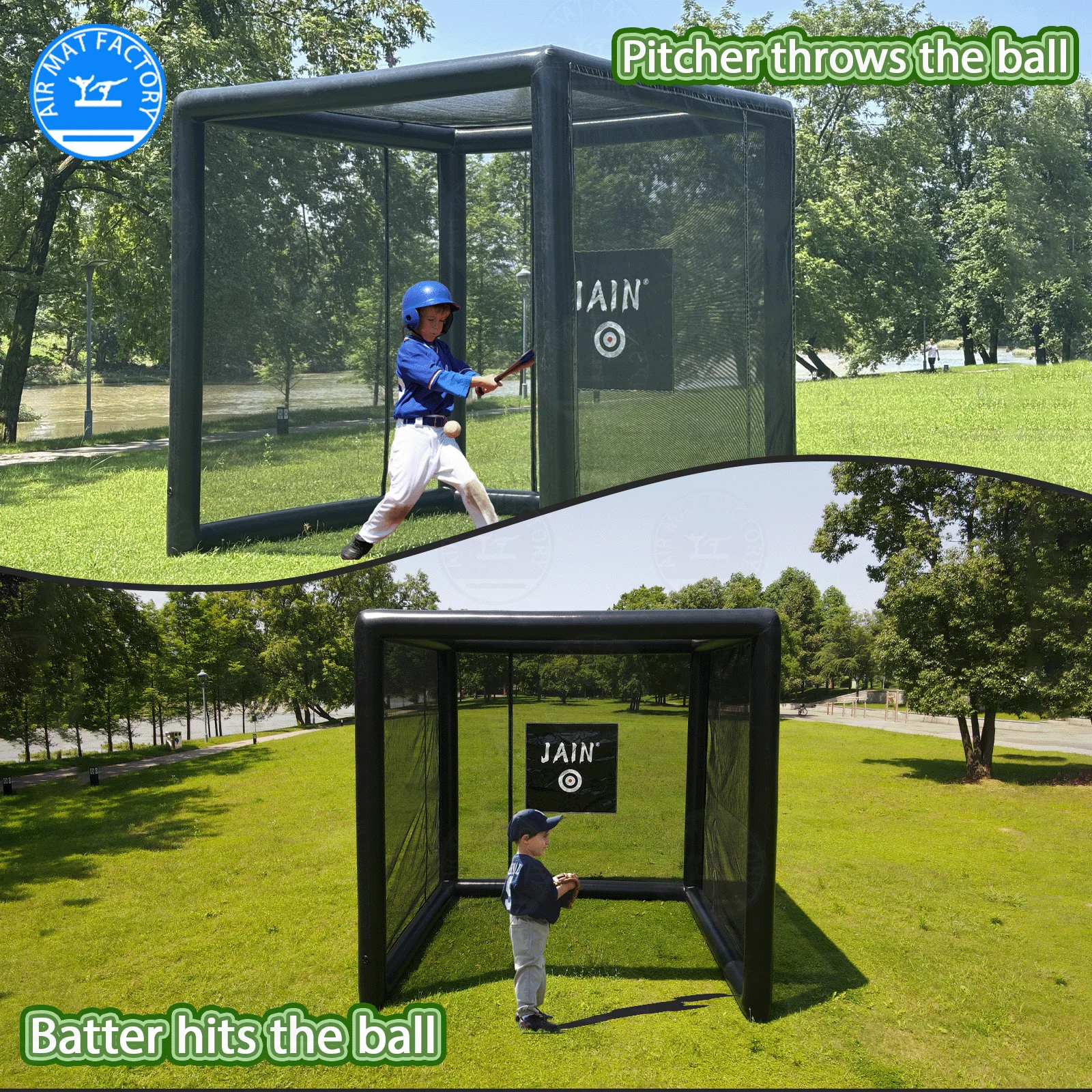 PVC inflatable batting and pitching Court Cage baseball/softball Practice Tent suit for backyard Ship from US