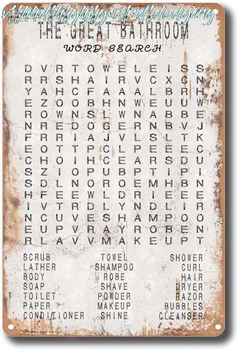 Tin Metal The Great Bathroom Word Search Old Tavern for Metal Tin Signs 8x12inch sign