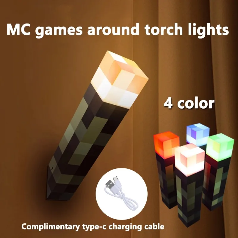 

MC игровой фонарик Brownstone светодиодный ночник USB перезаряжаемый украшение для спальни настольная лампа подарочная лампа для детей прикроватная лампа