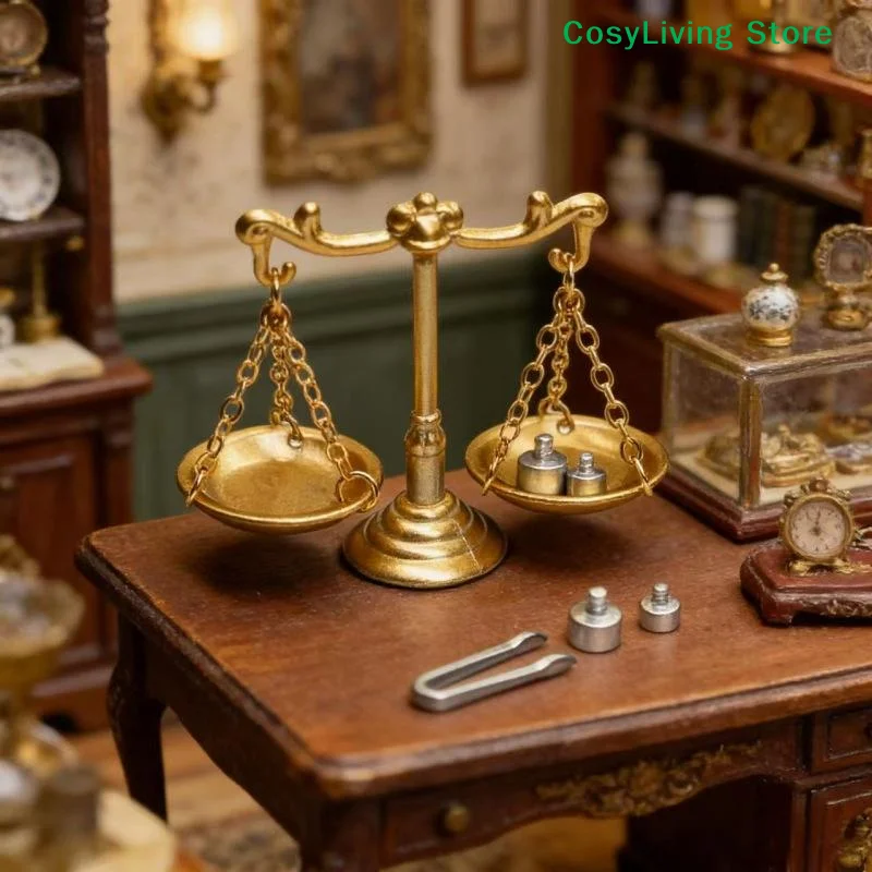 [CL]Mini Retro Scales Justice Scale Model Miniature Balance Scale Model Decor Micro Scene Photos Prop[CL]