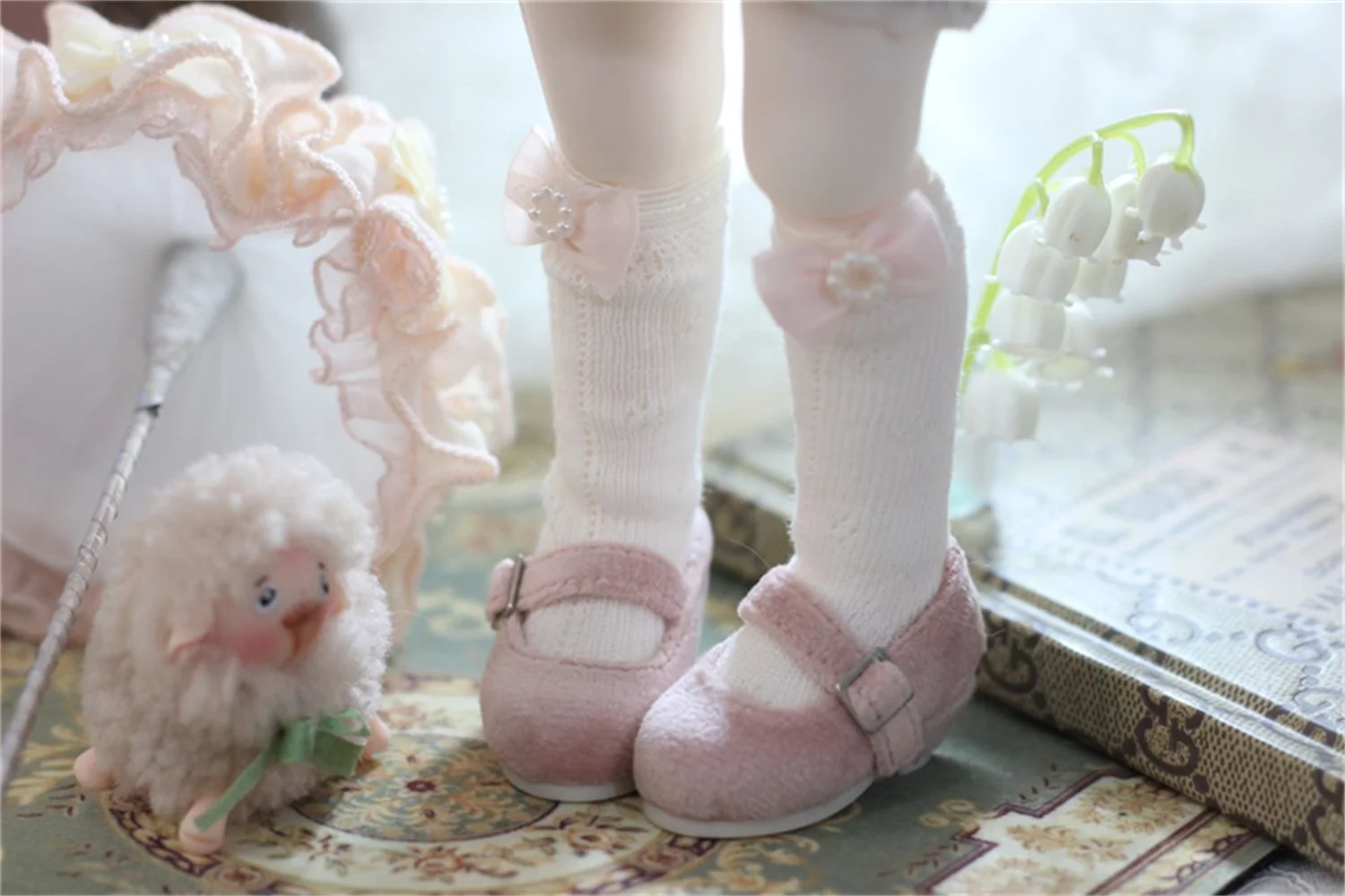 Zapatos de tacón alto de Velour para niñas, accesorios para muñecas BJD, 1/6