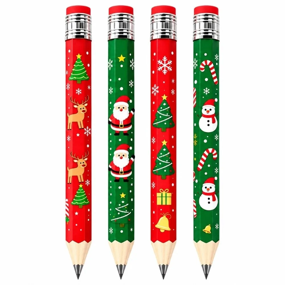Wooden Giant Pencil 33cm Large Size Writable Big Pencil Christmas Pattern Santa / Snowman / Reindeer / Christmas Tree