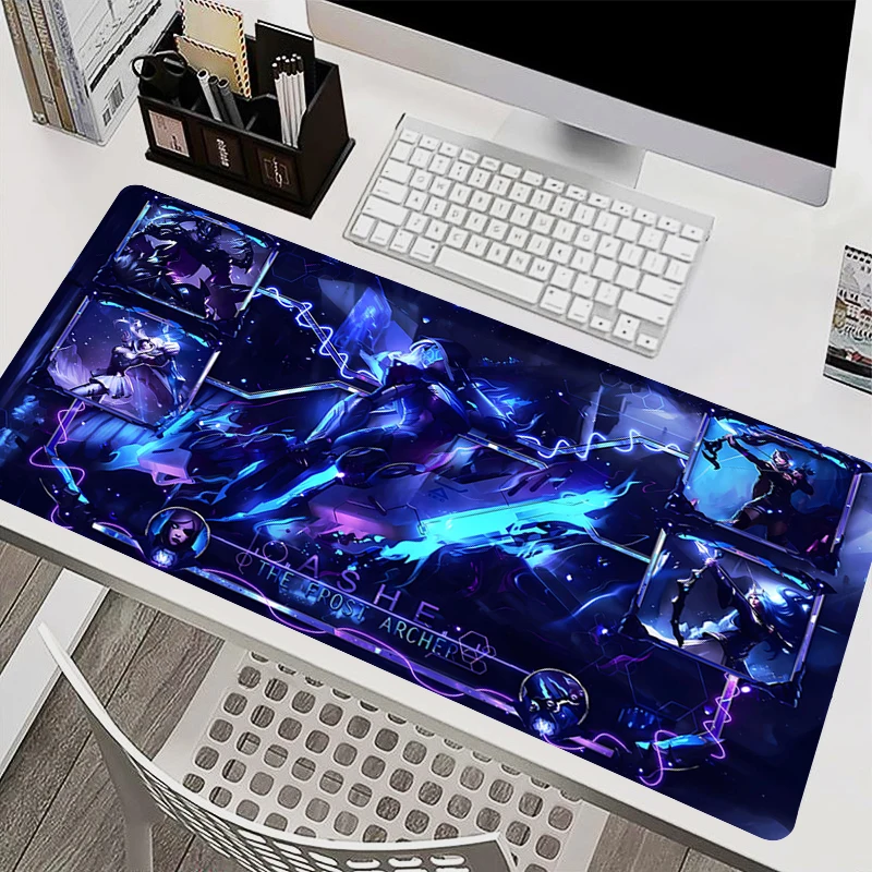 

League Of Legends Ashe Mouse Pad Laptop Anime Gaming Accessories Gamer Keyboard Mousepad PC Kawaii Girl Desktop Mat XXL Carpet