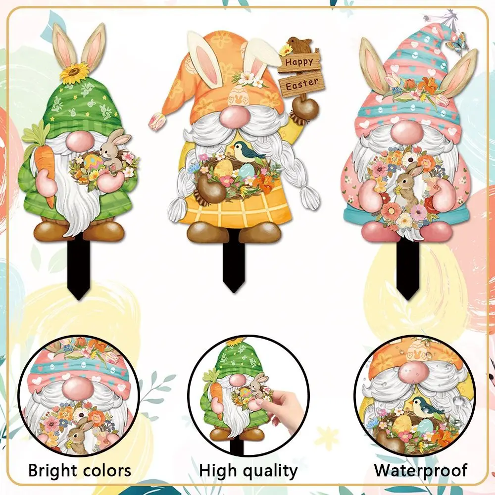 1 Set Cartoon Rabbit Easter Bunny Garden Decoration PVC Multicolor Rabbit Lawn Ornament Ornament Garden Stake Easter Supplies