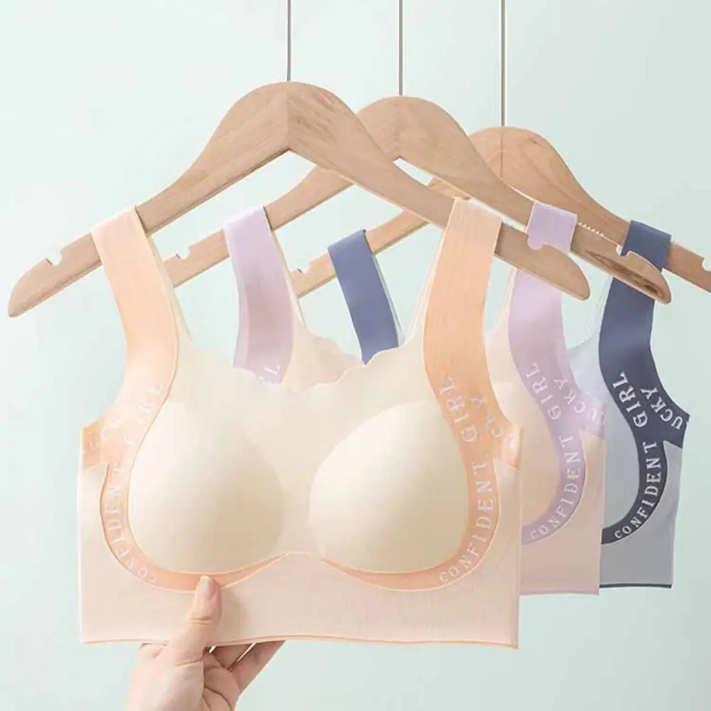 

Thin Letter Girls Wireless Bra Sweet Lingerie Teens Push Up Bra Soft Support Seamless Underwear Women Daily