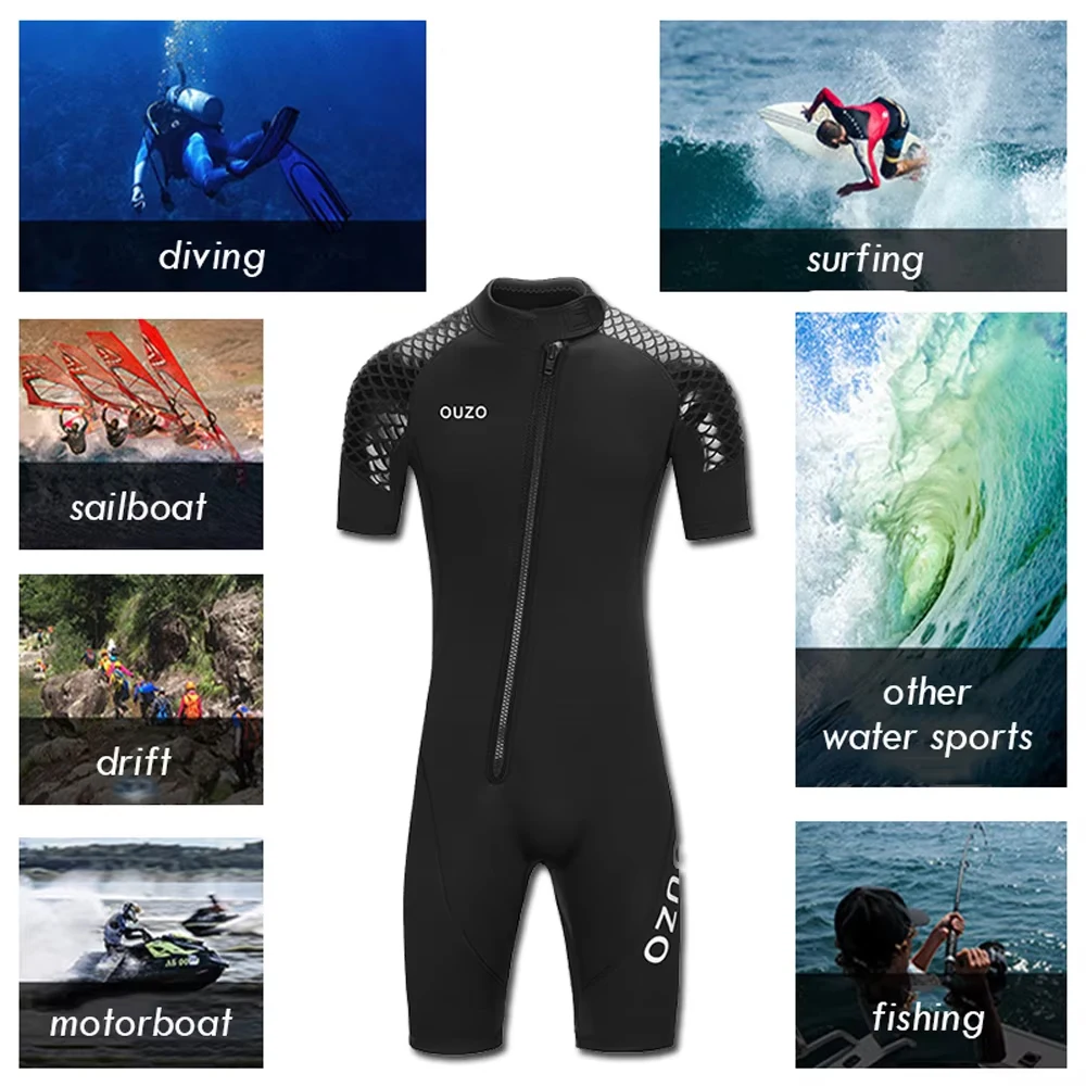 3MM Neoprene Diving Suits For Men Short Sleeves Wetsuits Surfing Suit For Snorkeling Kayaking Spearfishing Freediving Swimming