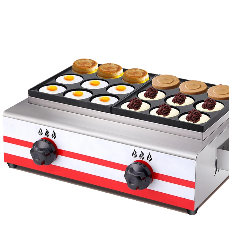 Electric Heating Gas 9 Hole/18 Hole Wheel Cake Machine Red Bean Cake Machine Commercial Egg Hamburger Waffles Making Machine