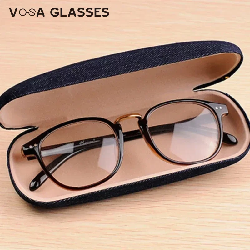 Denim Eye Glasses Hard Case Box, Protetor de óculos escuros, Leitura Miopia Óculos Armazenamento, Estojo para óculos, Homens e mulheres