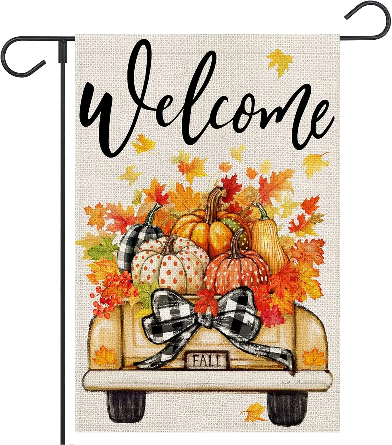 Fall Garden Flag 12x18 Inch Double Sided Autumn Leaves Pumpkins Truck Seasonal Welcome Holiday Outside Yard Flag Outdoor Dec UUN