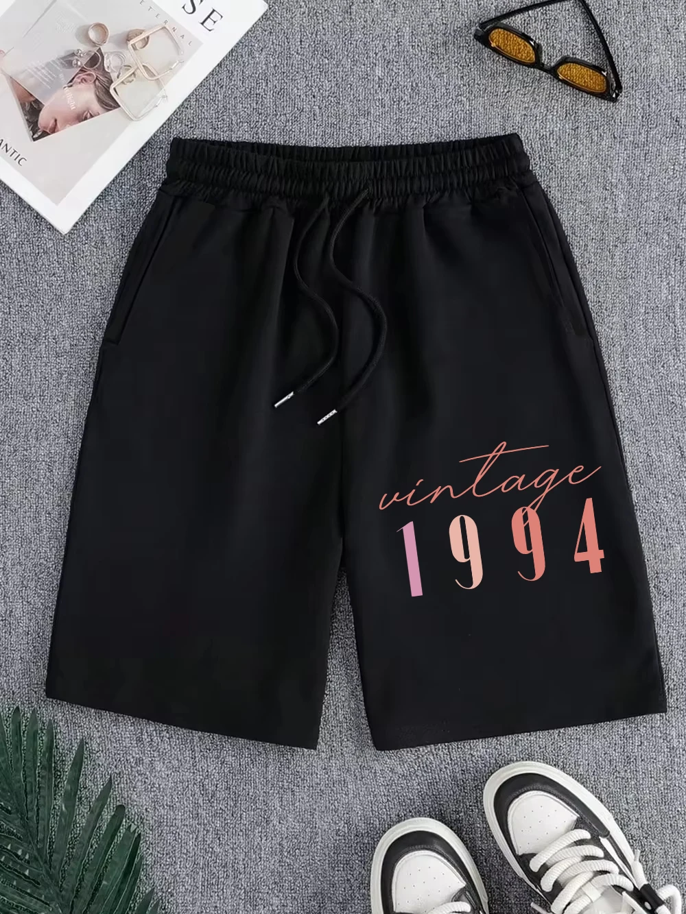 

Винтажные мужские спортивные шорты 1994 года с принтом, широкие, до колена, с карманами, базовые, с высокой талией, летние, оверсайз, мужская одежда