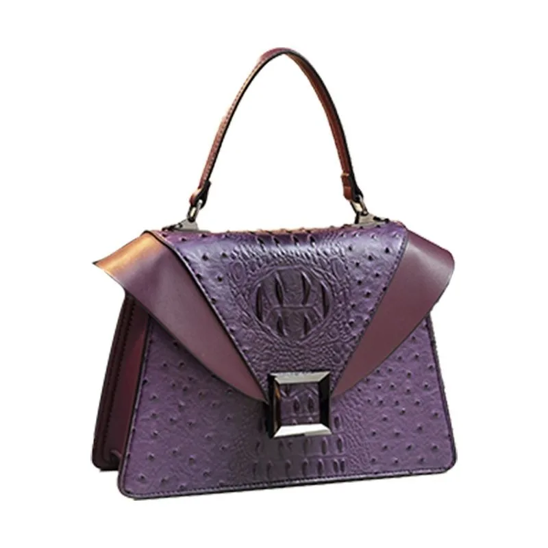 Crocodile Pattern Women's Bag Temperament Ostrich Pattern Portable Wing Versatile Crossbody Middle-aged Mother Hand Bag Casual