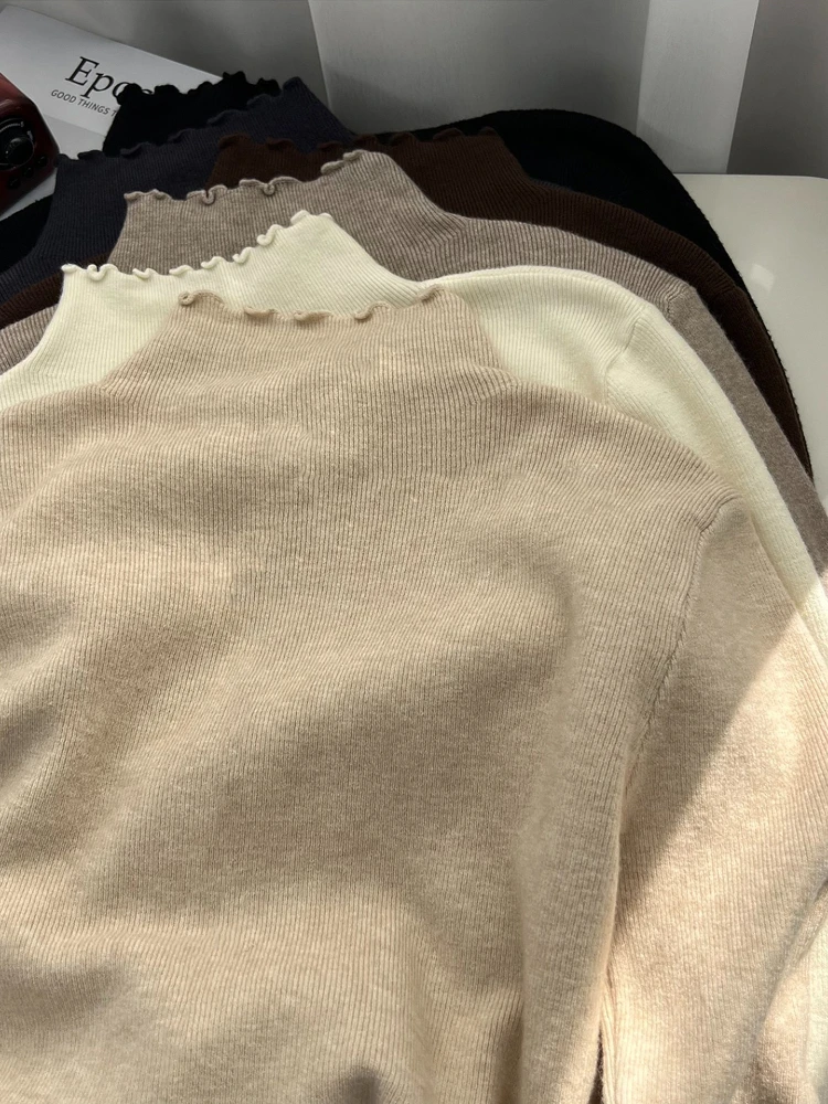 เสื้อสเวตเตอร์คอเต่าแบบเรียบง่าย สไตล์เกาหลี ปี 2025 ผ้าเนื้อนุ่ม สวมใส่สบาย เหมาะสำหรับฤดูใบไม้ร่วงและฤดูหนาว รุ่นใหม่ ทรงเข้ารูป อุ่นสบาย ผ้าถักแบบรูด