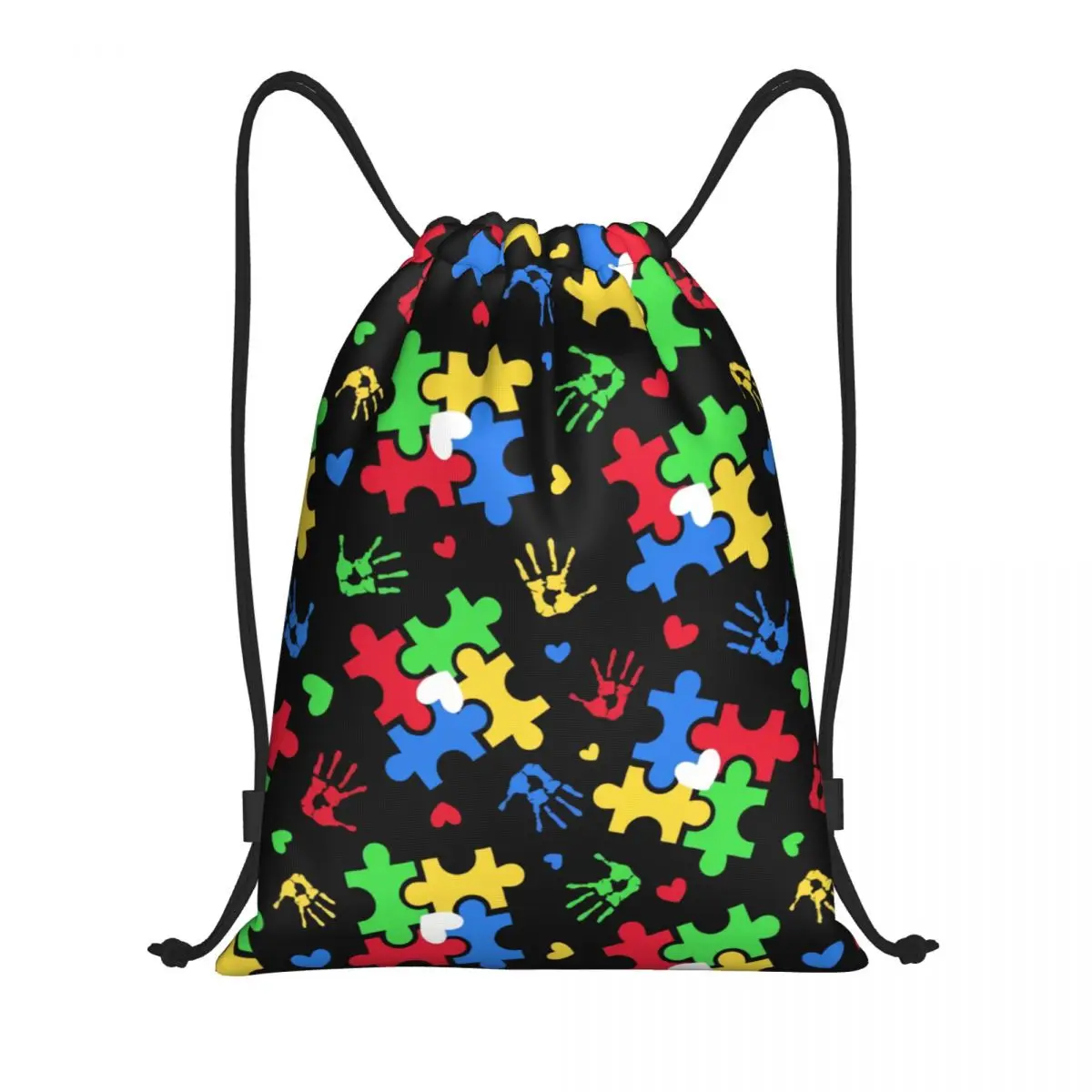 

Красочная головоломка с аутизмом, сумка на шнурке для женщин и мужчин, складной спортивный рюкзак для спортзала, тренировочные рюкзаки