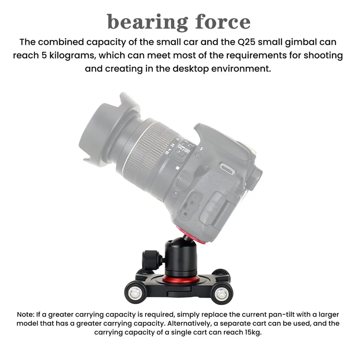 DT75BG Camera Slider with Ball Head & Phone Clamp 4 Wheeled Tabletop Manual with 360° Panorama
