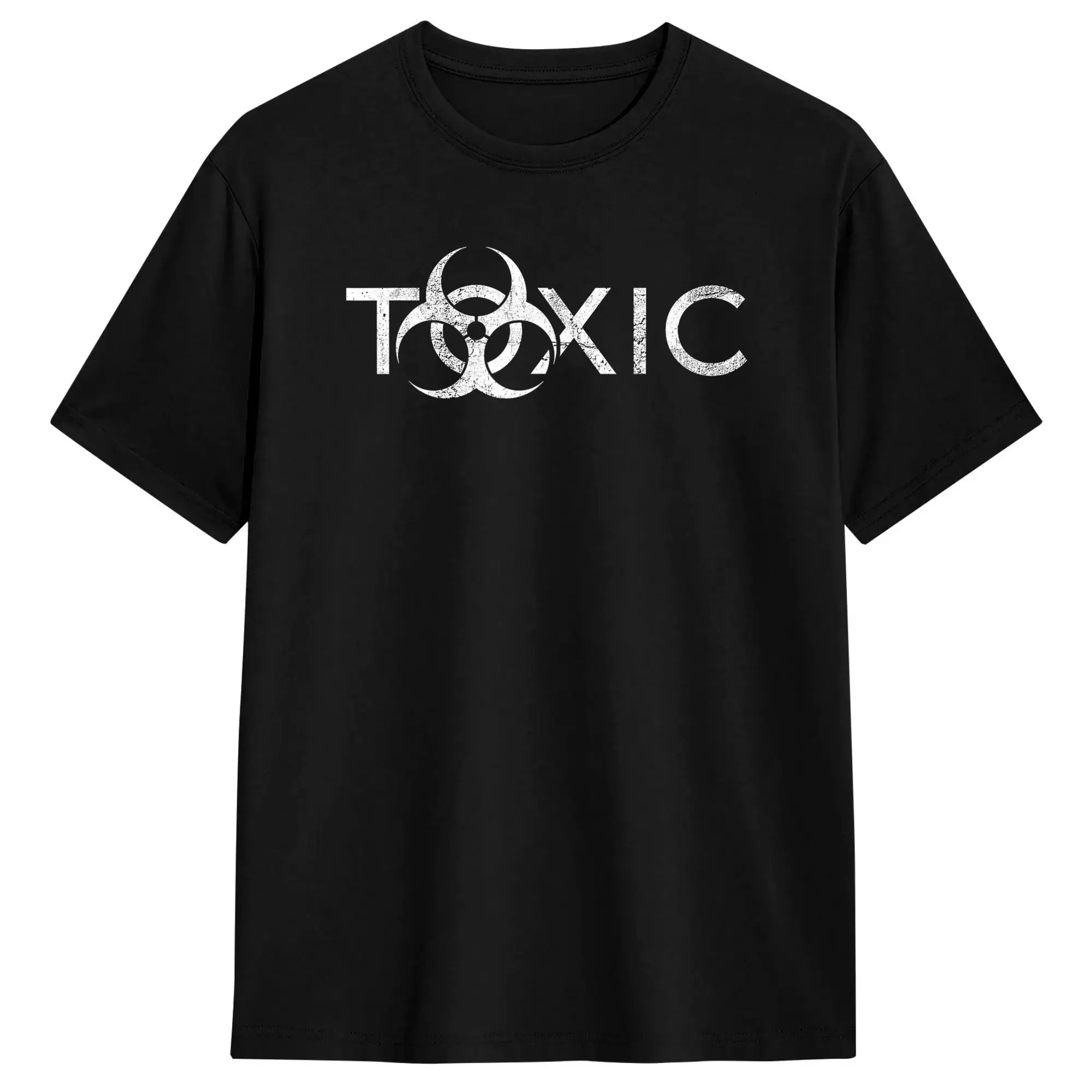 Casual T-Shirt Summer toxic biohazard symbol white distressed Fashion T-Shirts  Cotton Tshirt for Men Y2K Short Sleeve Clothing