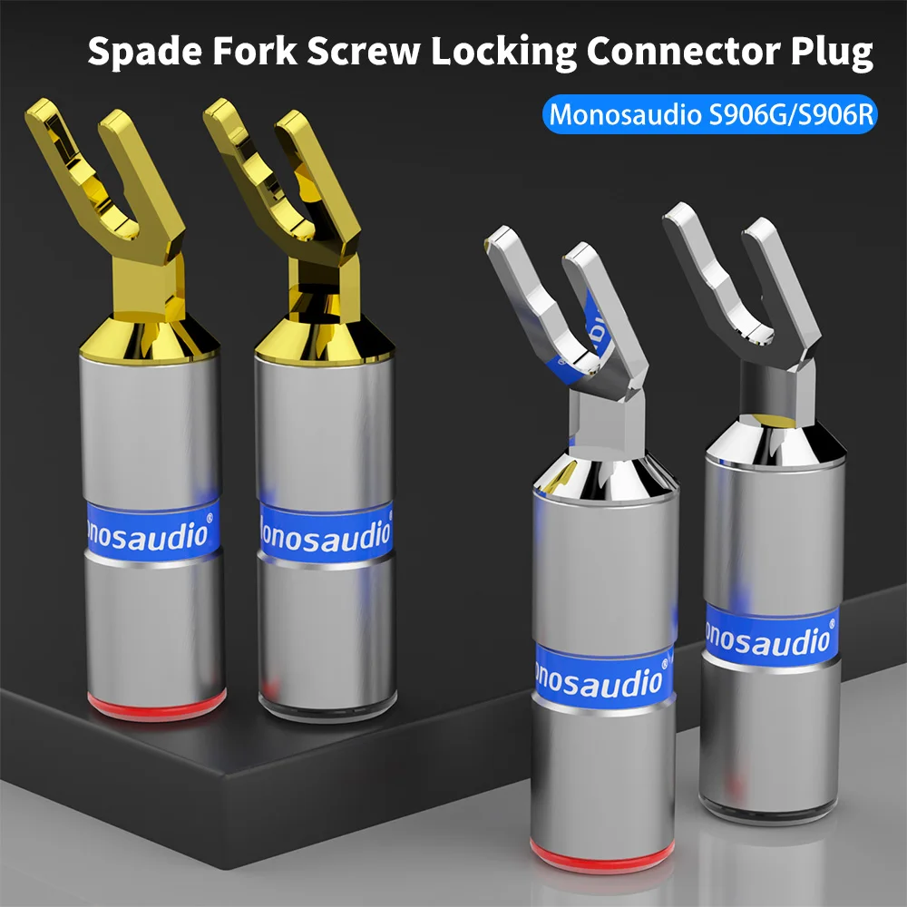 

Monosaudio High-quality rhodium-plated gold-plated pure copper Y-shape/spade/fork plugs Screw-locking connector plug