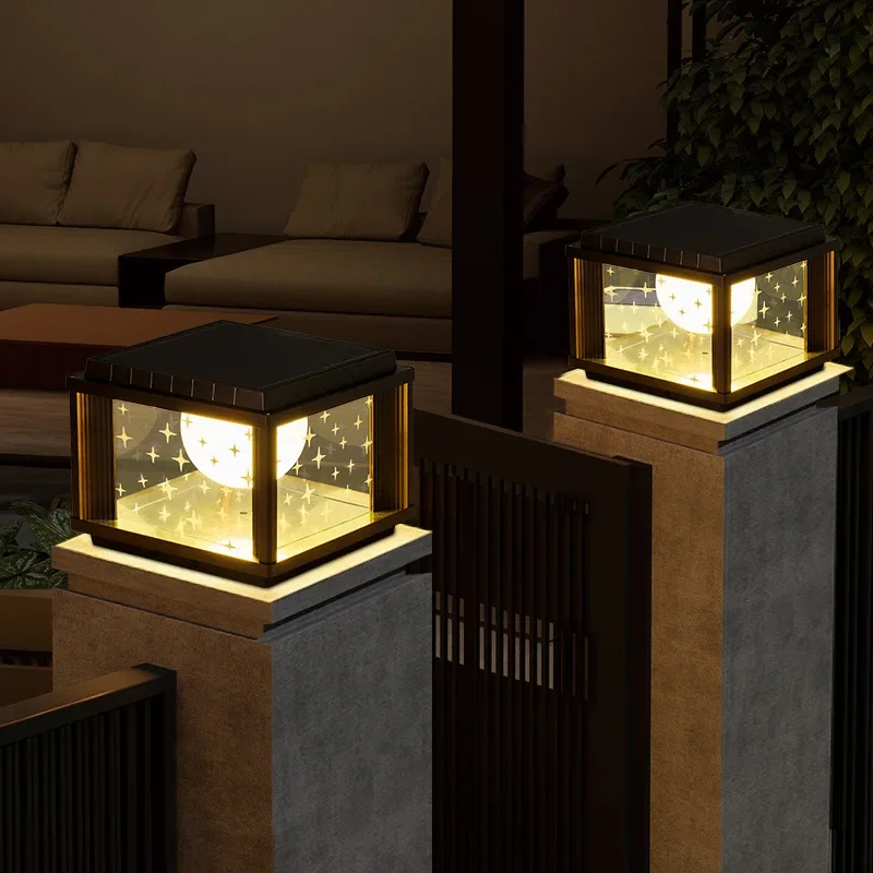 LED courtyard lamp post top light garden long battery life no punching starry sky solar lighting super bright