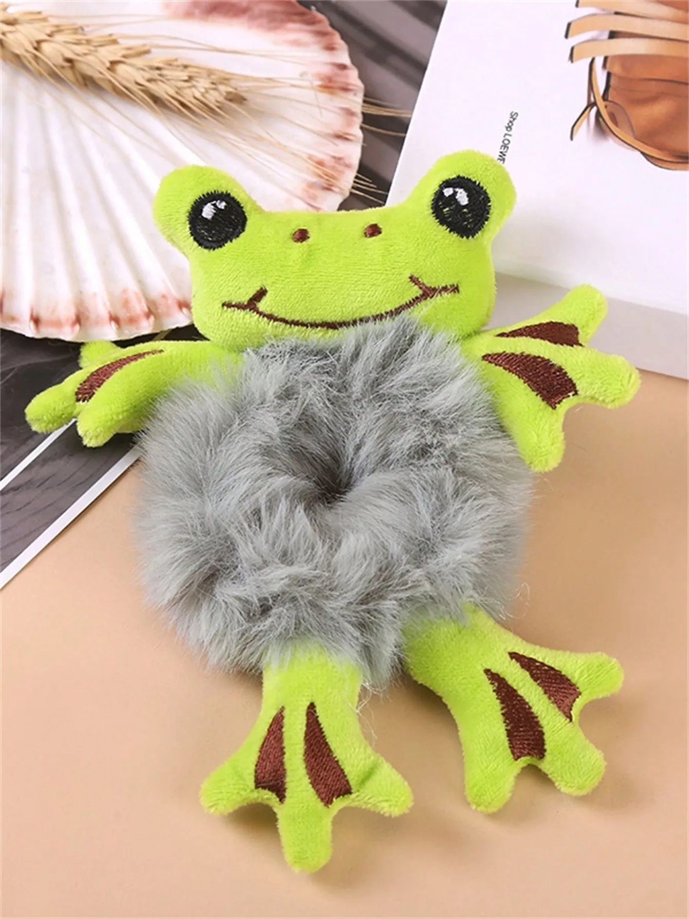 1 hair circle lady frog plush green hair circle bun cute funny hair band