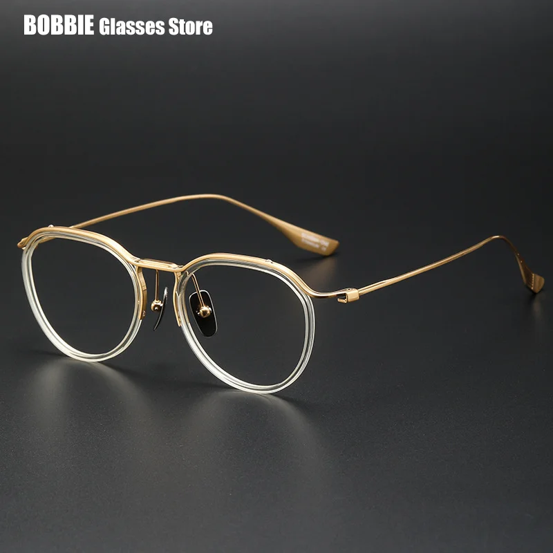 

Japanese Design Glasses Frame Men Half-Rim Irregular Myopia Perscription Eyeglasses Women Round Optical Eyewear Pure Titanium