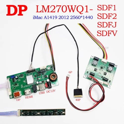 Para iMac 27 ""A1419 2012 LM270WQ1-SDF1 LM270WQ1-SDF2 placa controladora LCD 2K 2560*1440 eDP 40P DP HDMI DP USB pantalla Monitor modificar
