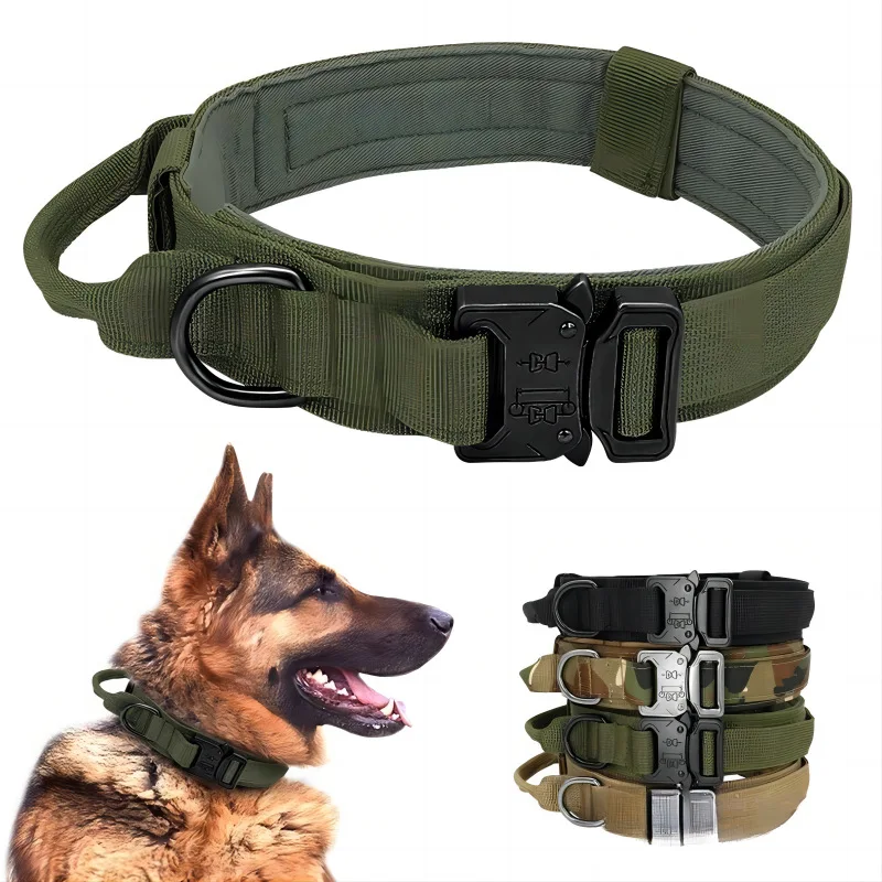 Nylon Tactical Dog Collar with Handle Adjustable and Durable Suitable for Medium Large Dogs Dogs Accessoires  Pet Items