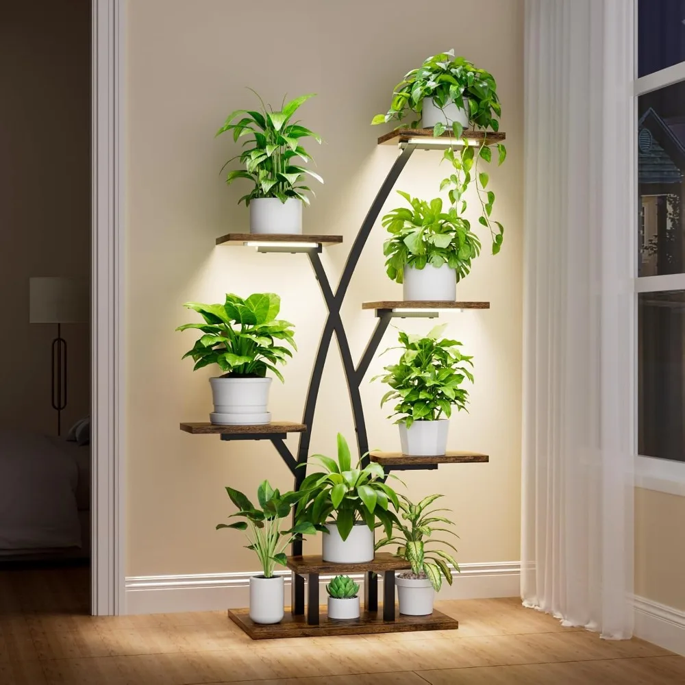 

Plant Stand Indoor with Grow Lights - 7 Tiered Plant Shelf Indoor, Corner Plant Stands for Indoor Plants Multiple, 42" Metal