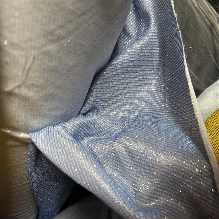 Filament Color-changing Gold-splashed Glitter Fabric with Shiny Filament and Silver Powder Knitted Clothing fabrics for sewing