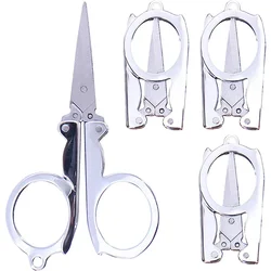 1Pc Foldable Small Scissors Portable Mini Travel Scissor Stainless Steel Folding Scissor with Keychain Sewing Fold Up Scissors