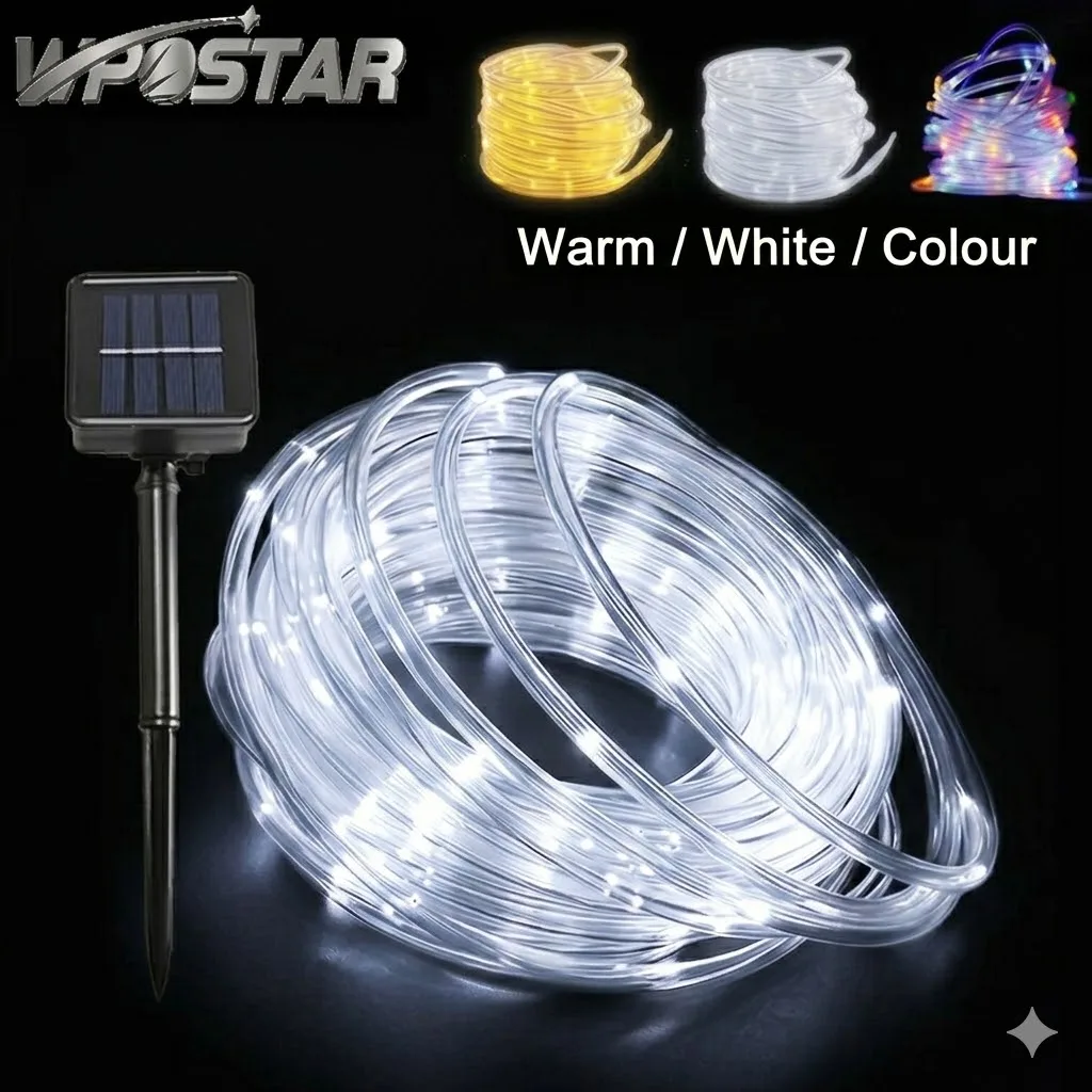 Outdoor Solar Rope Lamp 32m/22m/12m/7m Xmas Garland Tube String Light Fairy Strip Waterproof Garden Christmas Decoration