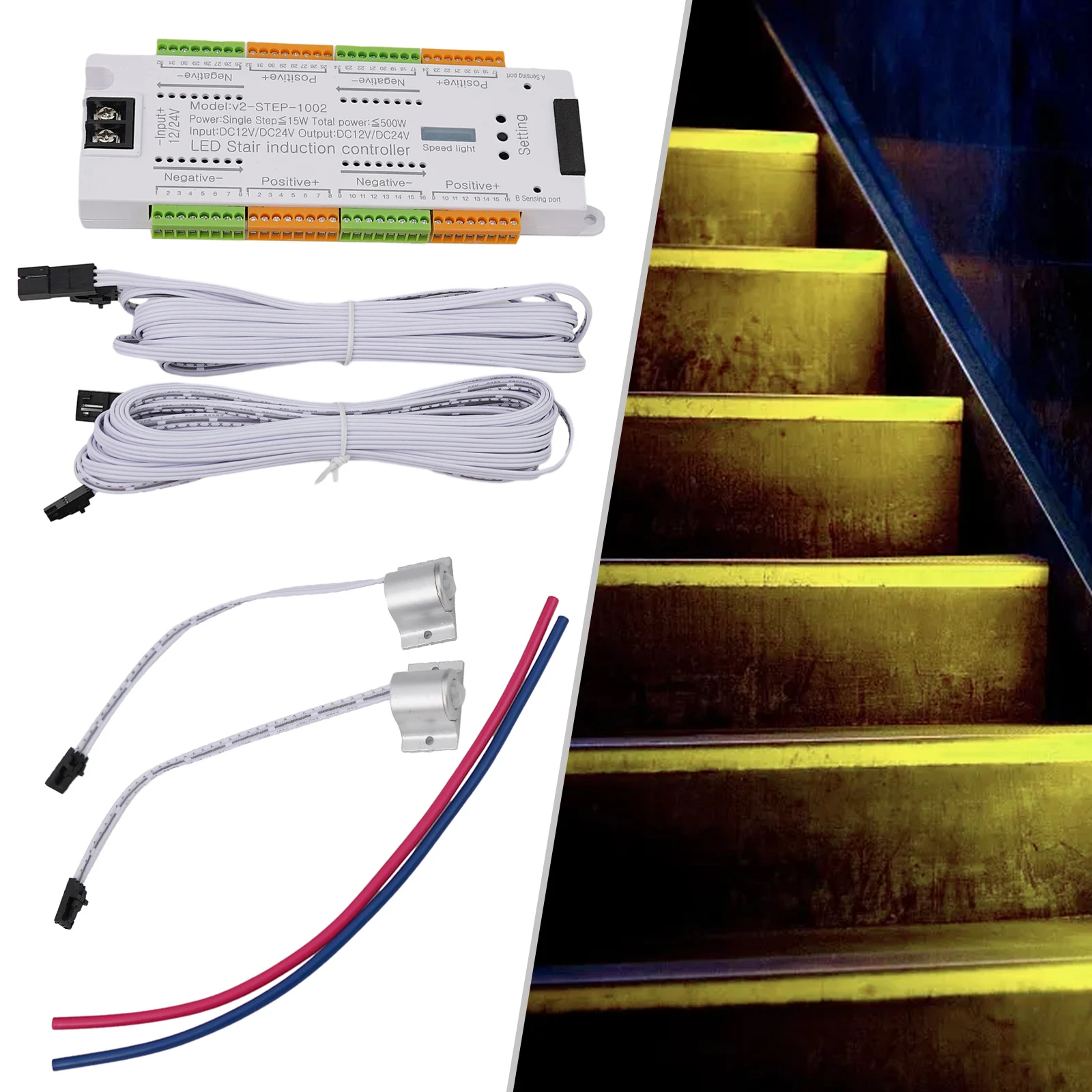 Stair Light Controller Kit  32 Channel Stair LED Motion Sensor  Safe and Stable Output  for Shopping Malls and Homes