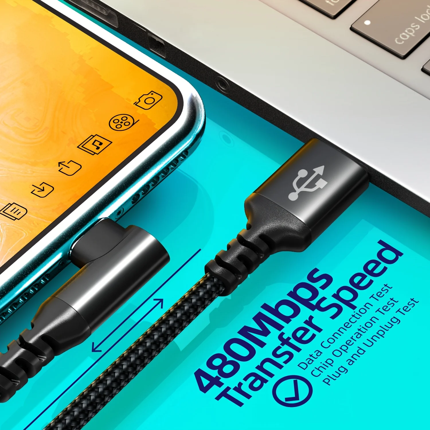 USB Type C Charger Cable Right Angle for  iPhone 16 Charger Nylon Braided Cord for iPhone 15 16 Pro Max Samsung Galaxy