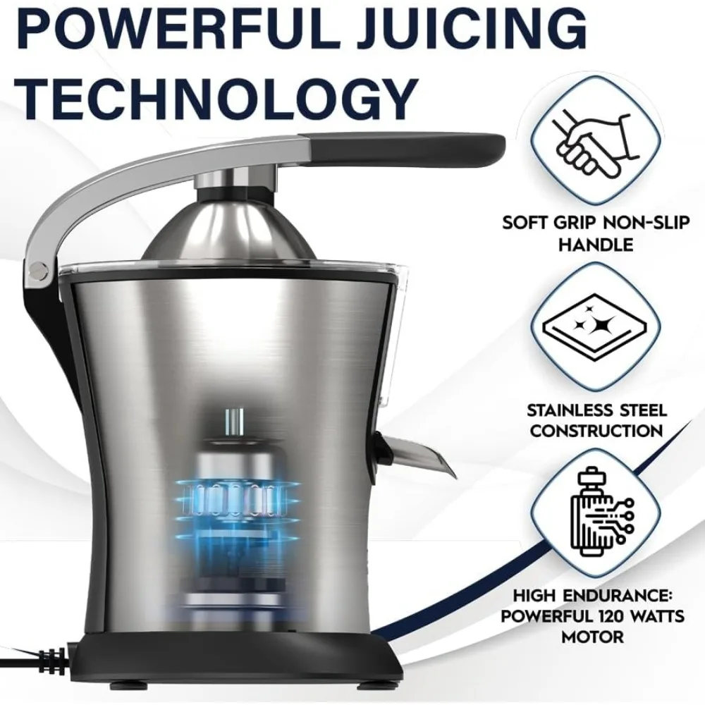 Premium Electric Orange Juicer | Stainless Steel Citrus Squeezer With New Ultra-Powerful Motor and Soft Grip Handle