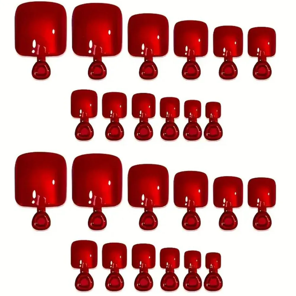 96 Stück 4 Farben Katzenaugen-Fälschungs-Zehennägel, kurz, quadratisch, vollständige Abdeckung, zum Aufdrücken der Zehennägel für Weihnachten, Valentinstag, falsche Nägel für Frauen – Detail 6