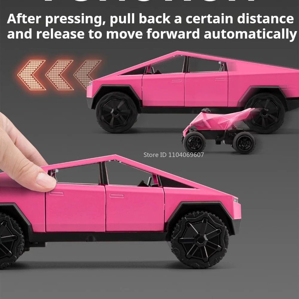 1:32 Pickup Modelli di auto in lega Diecast Toys con tirare indietro Musica leggera Veicoli in miniatura Porte aperte Auto per bambini Edutainment