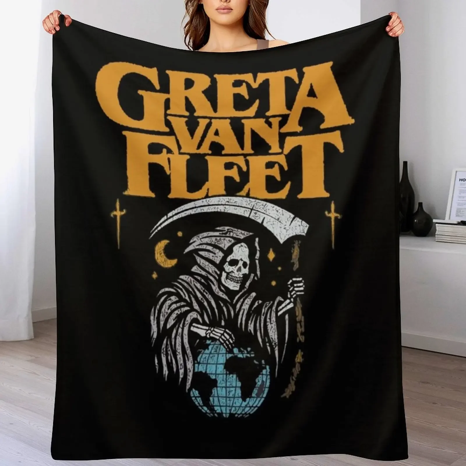 

Greeta van fleet4 Greta Van Fleet Shirt Retro Musical Shirt Greta Van Fleet Rock Band Shirt Boho Throw Blanket