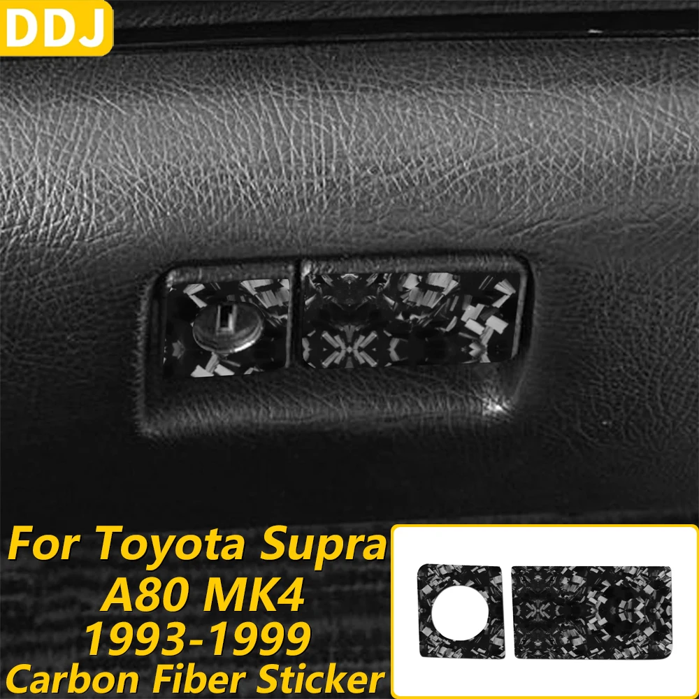 For Toyota Supra A80 MK4 1993-1999 Forged Carbon Fiber Co-pilot Glove Storage Box Keyhole Switch Panel Car Accessories Sticker