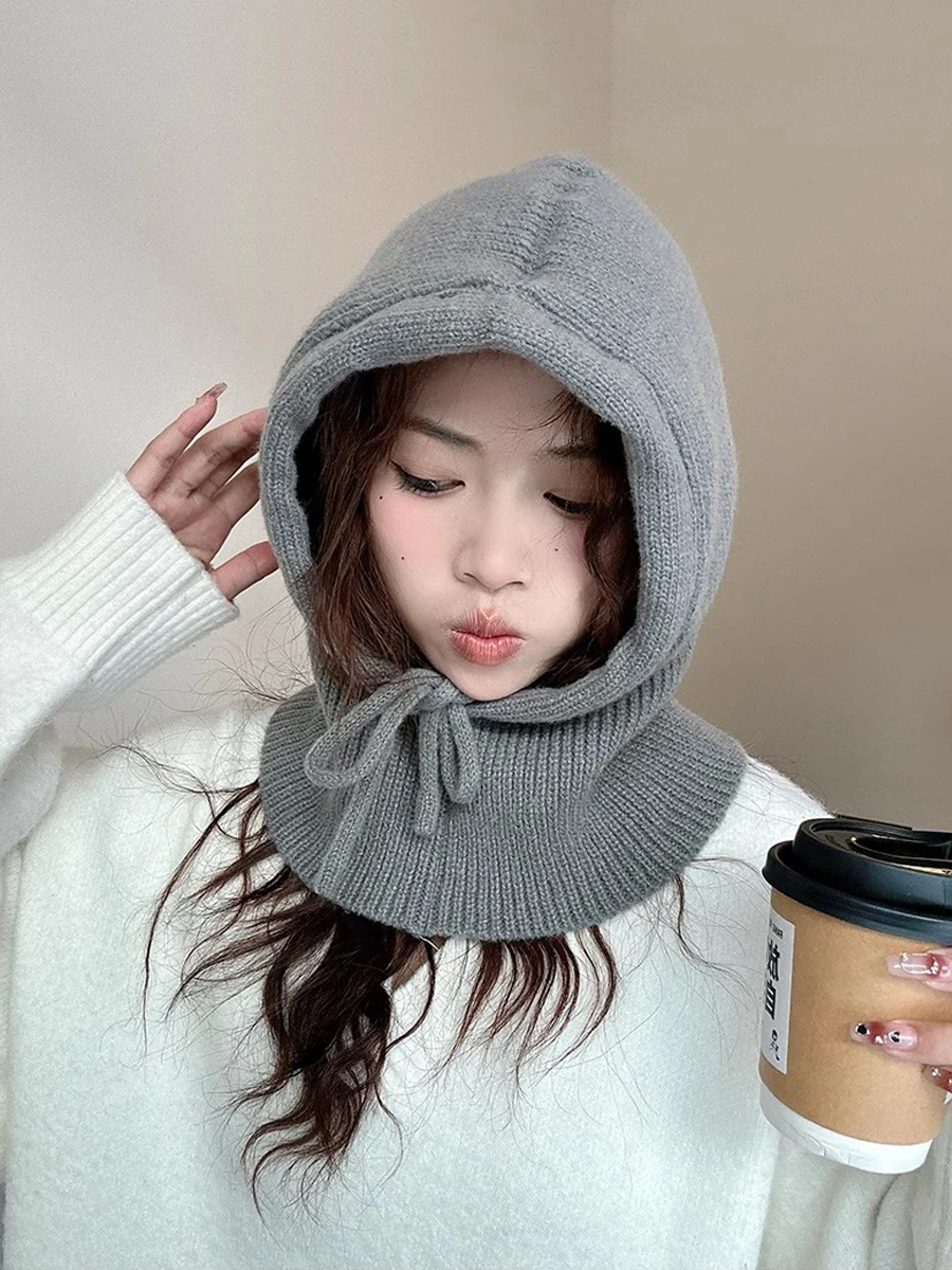 Autumn Winter Knit Neckerchief Hat Women Fashion Practical Long Style Neck Cap Overcoat Hood Decoration Unisex