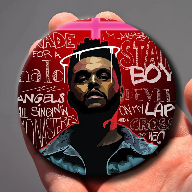 58mm 1PC Pop Singer The Weeknd Coin Brooch Music Album Cover Enamel Pin Round Funny Snap-in Badge for Backpack Clothes Shoes