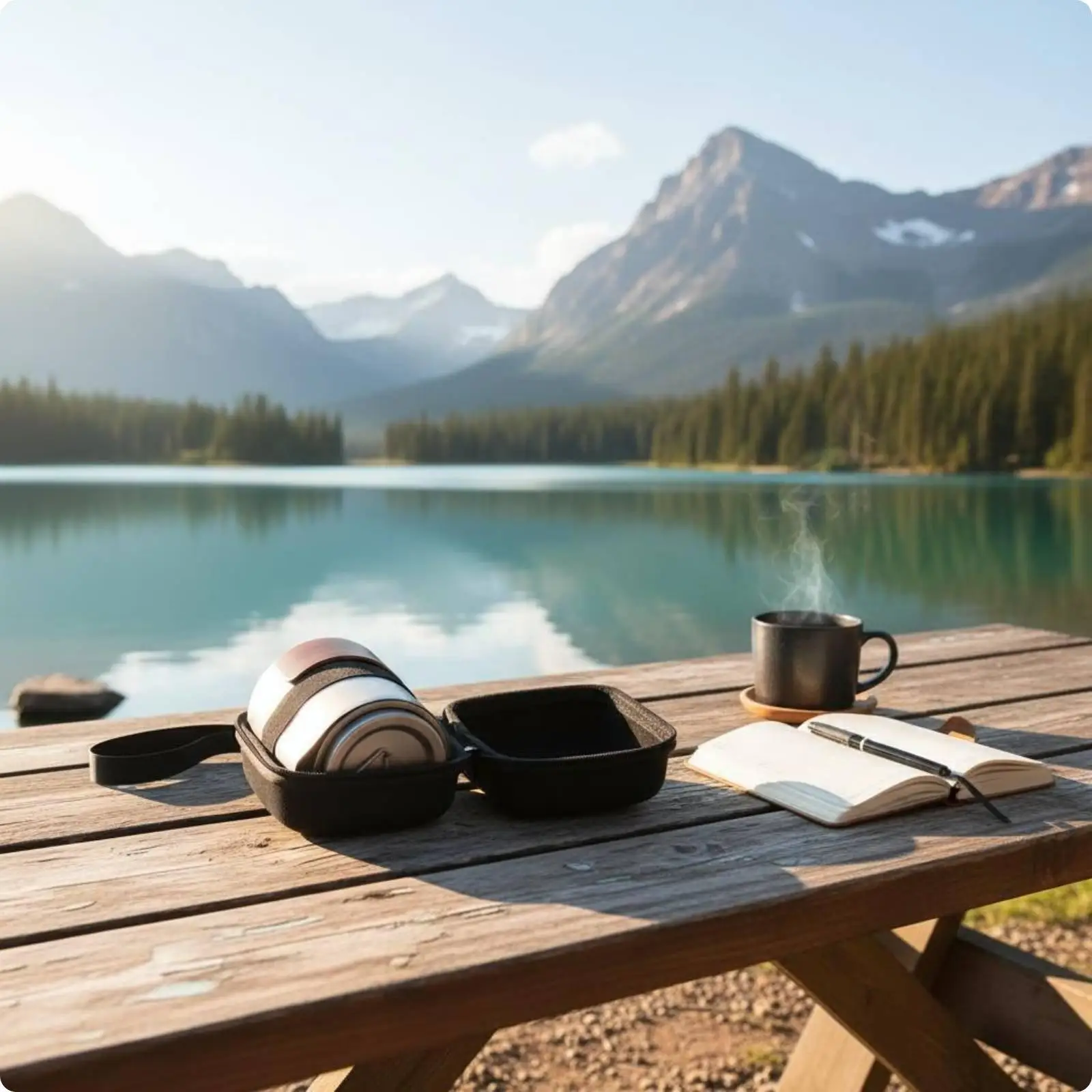 Tea Set Double Wall Cups Integrated Filter for Outdoor Travel