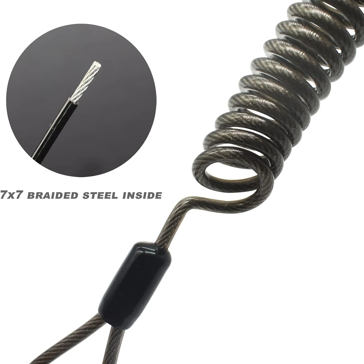Plastic-Coated Spring-Type Steel Wire Rope Anti-Lost Hand Rope Helmet Safety Rope Can Be Equipped with Padlocks for Multi-Functional Cables