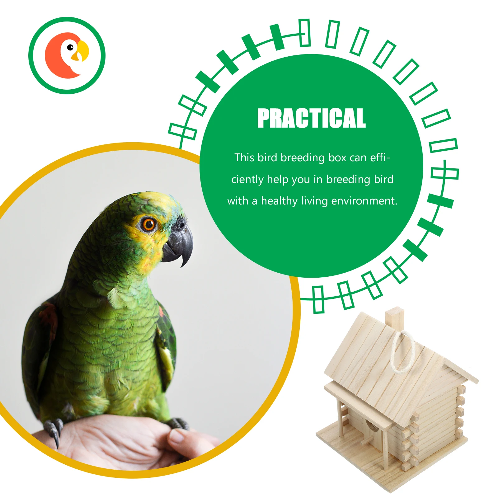 

Wooden Bird Nest Box for Parakeet Cockatiel Breeding Cage Outdoor Decorative Finch Nest Garden Balcony Warm Incubation Nesting